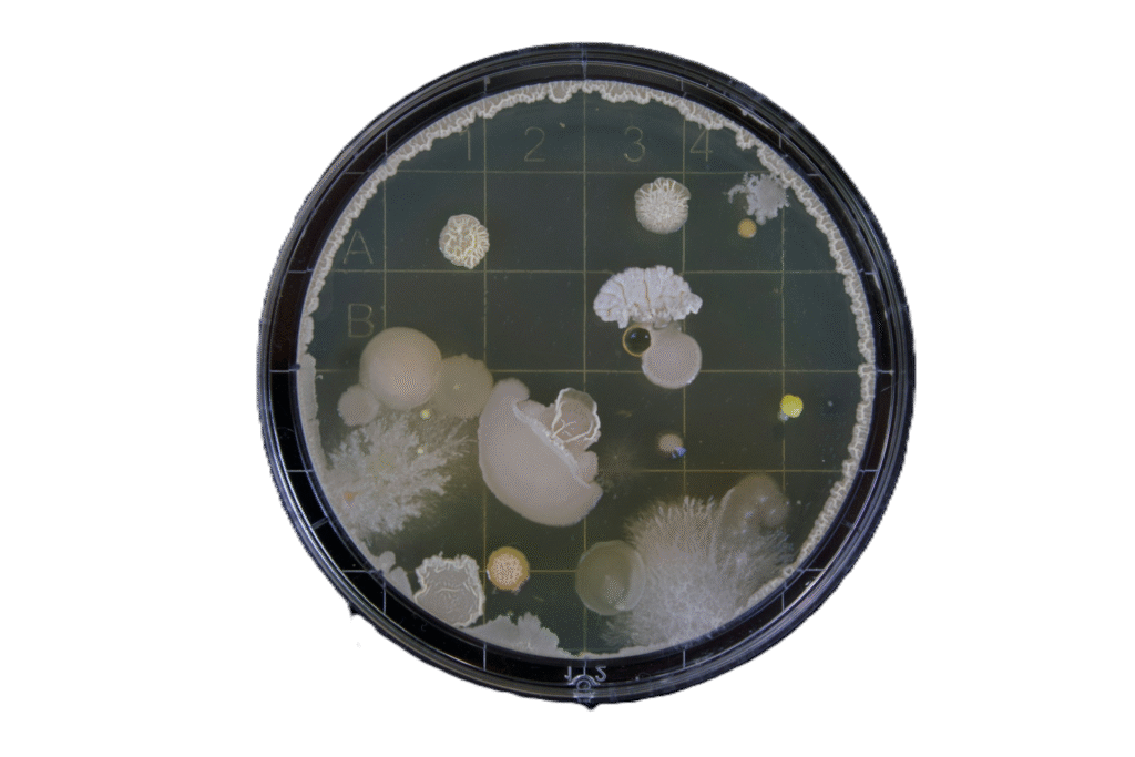 Petri plate showing fungus growth culture